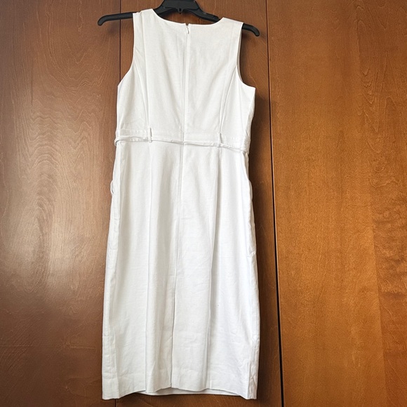 J Crew Executive Linen Blend Sleeveless White Sheath Dress w/Belt Sz 14 NWT - Picture 2 of 8